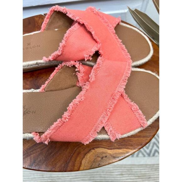 Caslon Coral Frayed Edges Paxton Cross Strap Slides Womens Sandals Size 7 - Picture 3 of 10